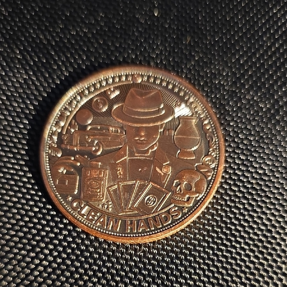 Clean Hands Dirty Money" .999 Copper Round, a collectible copper bullion piece